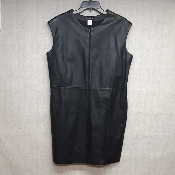 VENUS | Dresses | Venus Faux Leather Black Dress | Poshmark